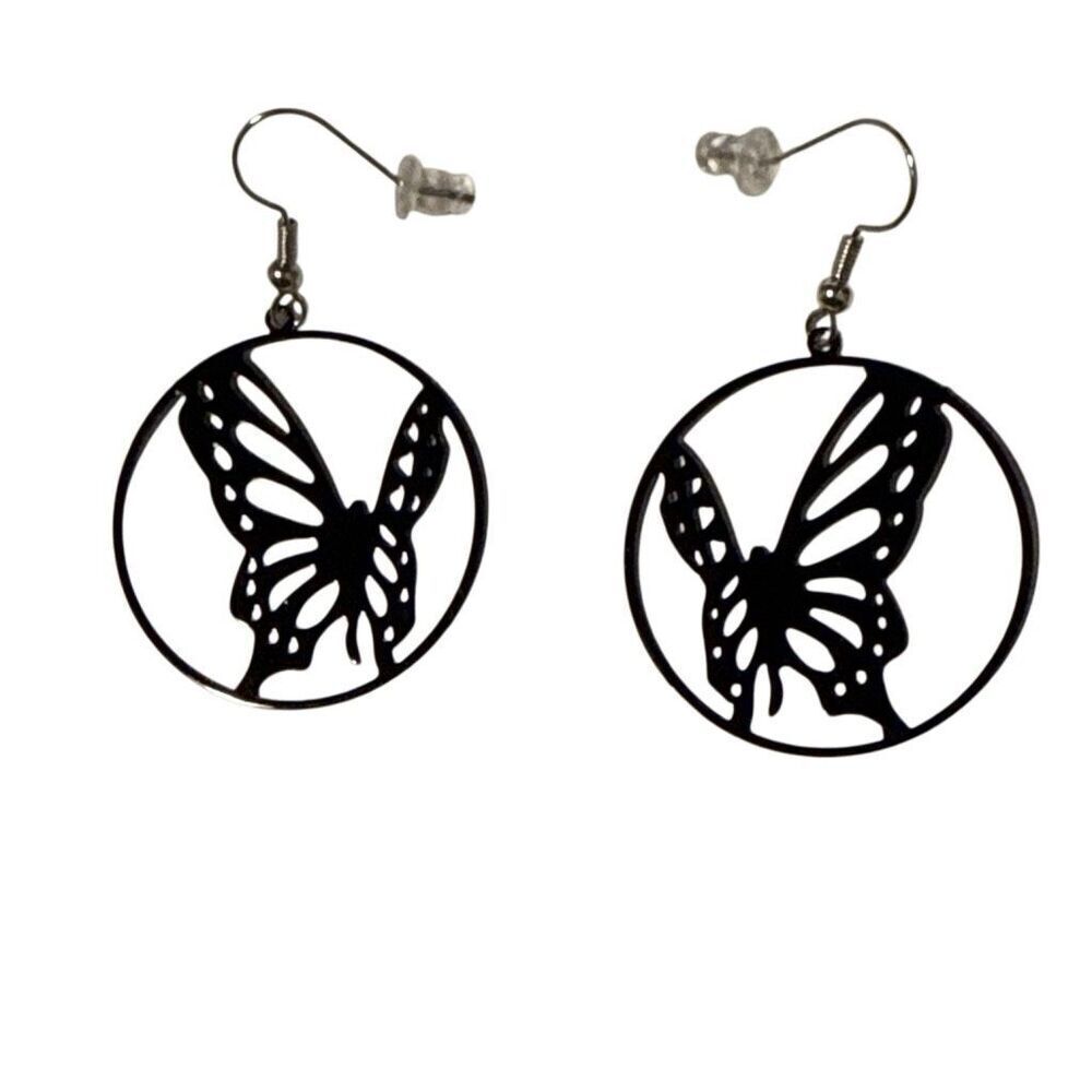 Black Butterfly Silhouette Earrings